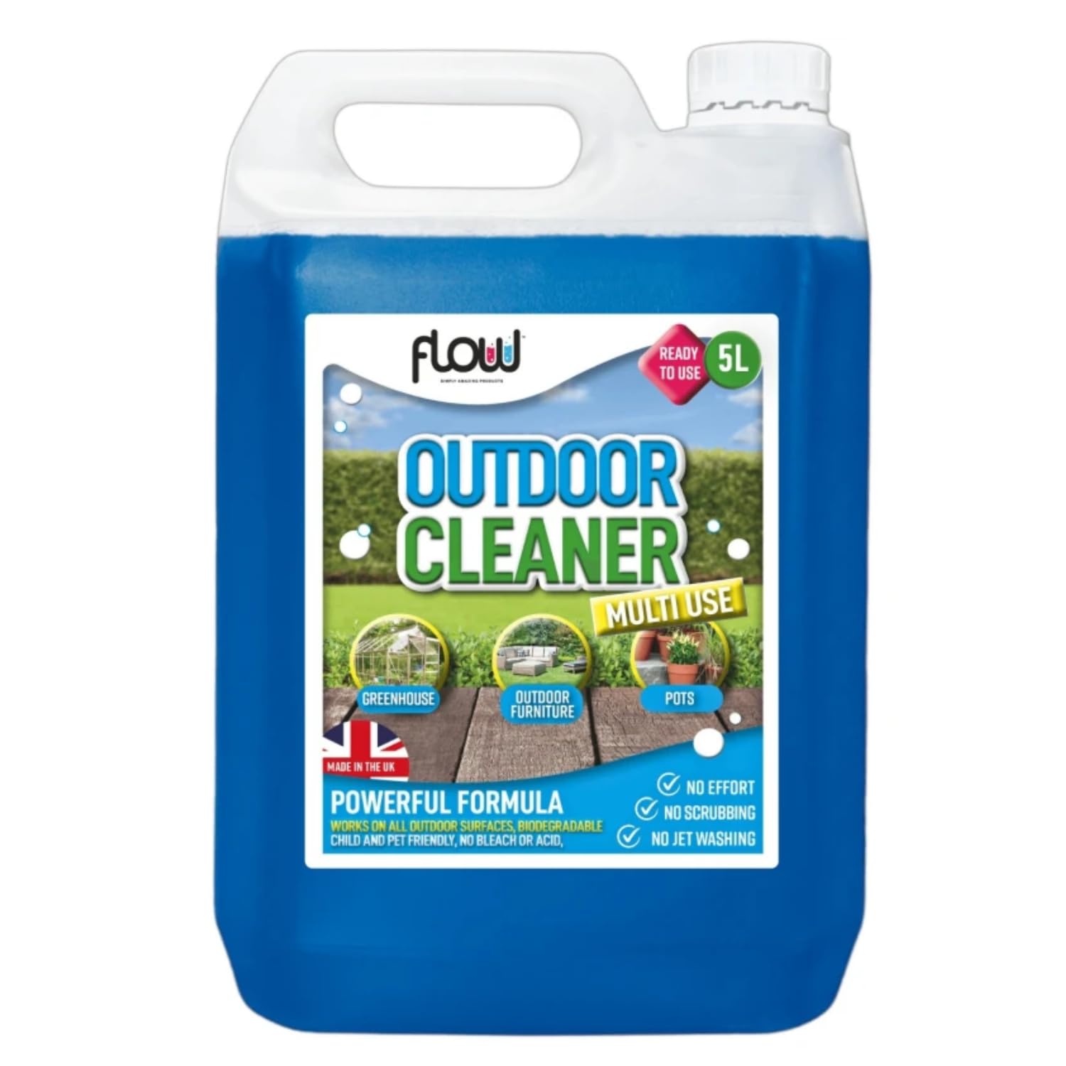 Dunnet Tools Outdoor Cleaner & Disinfectant 5L – Patio Cleaner, Driveway & Decking Solution, Fence Treatment – Garden Furniture & Wheelie Bin Cleaning – Pet Friendly, Ready to Use