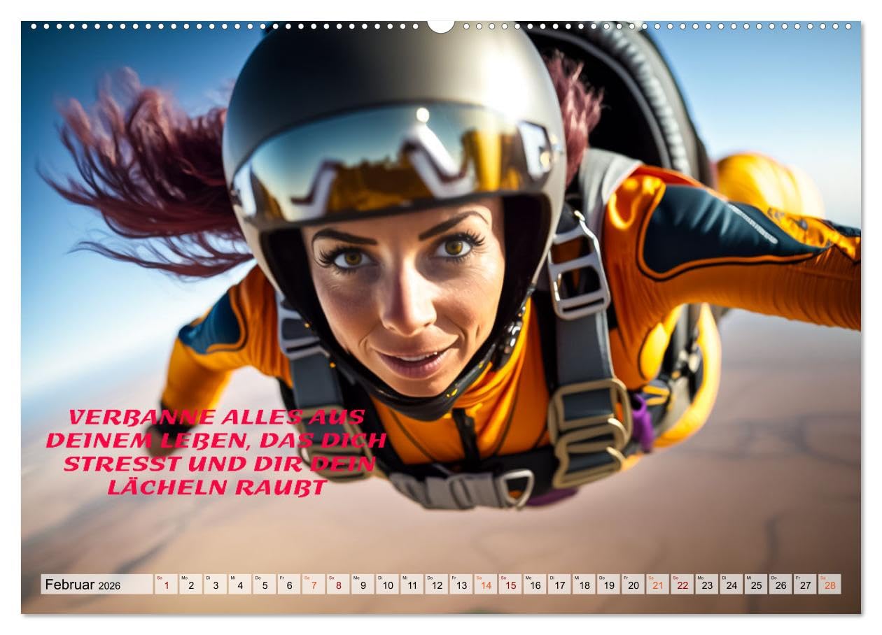 Motivation und Fallschirmspringen (Wandkalender 2026 DIN A2 quer), CALVENDO Monatskalender: Einzigartige Bildmotive gepaart mit wunderbaren ... nicht nur für Skydiver (CALVENDO Menschen)