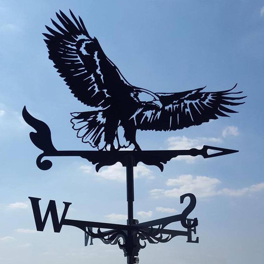 LOVIVER Veleta de Metal, Viento de Acero Inoxidable Negro Aire Libre, Techo de Hierro Retro Jardín Decoración del Hogar - Águila