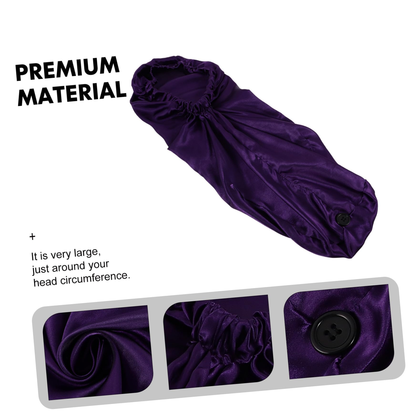 minkissy 6stücke Lange Satin-haarhaube Mit Schnalle Elegante Duschhaube Für Damen Atmungsaktive Schlafkappe Schutz Von Langen Haaren Und Locken