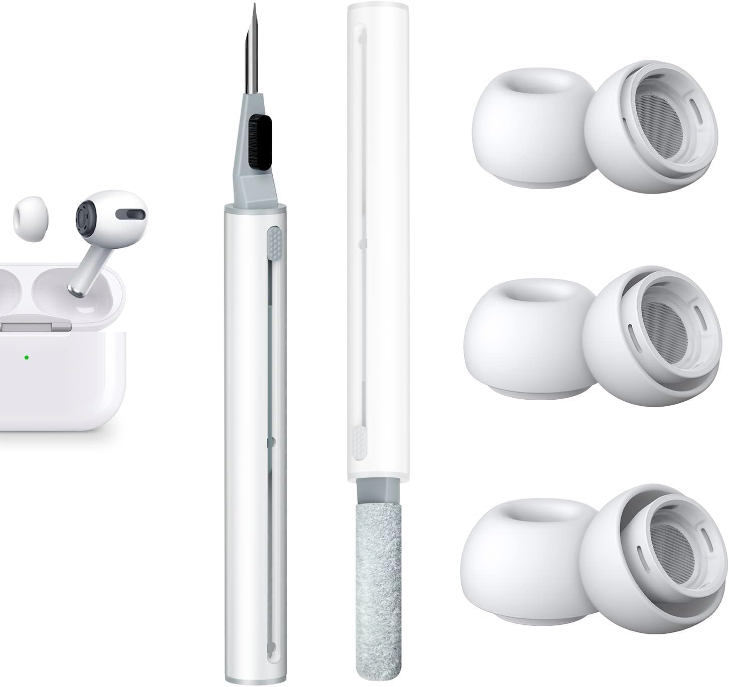 3 Pairs AirPods Pro Ear Tips for 2nd/1st Generation, Earbuds with Storage Case, Replacement Earbud Tips, Soft SiliconeEartips in Size (S) - White-image-43