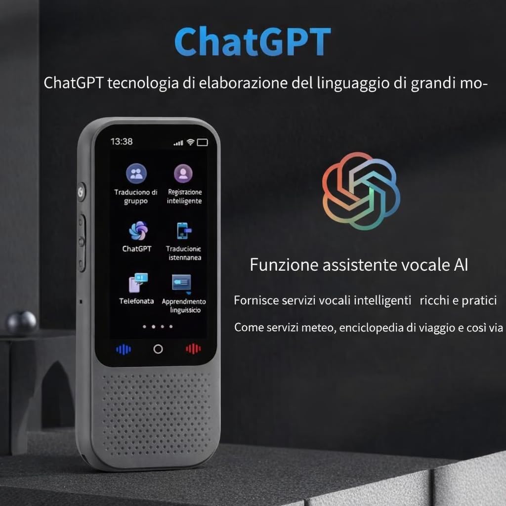 Indiana, Traduttore Simultaneo Vocale Istantaneo 2025, Traduttore Vocale Multilingue Offline Senza WiFi, 142 Lingue Online 18 Offline, Traduttore Portatile Professionale Viaggio con AI
