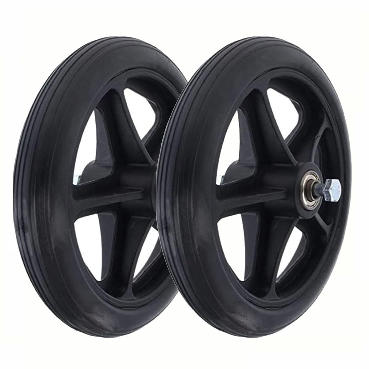 2pc Ruedas de Repuesto Ruedas Delanteras para Sillas de Ruedas Diámetro 14/15/17/20/19cm Negro Rueda para Sillas de Ruedas con Tornillos(19cm(8inch))