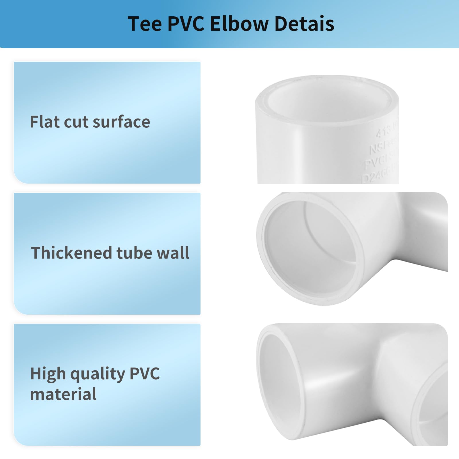 LESSO - Conector de codo de 3 vías de PVC de 1-1/2 pulgadas, accesorios de tubería de PVC de 90 grados, conector de salida lateral resistente para fontanería, muebles de bricolaje, invernadero