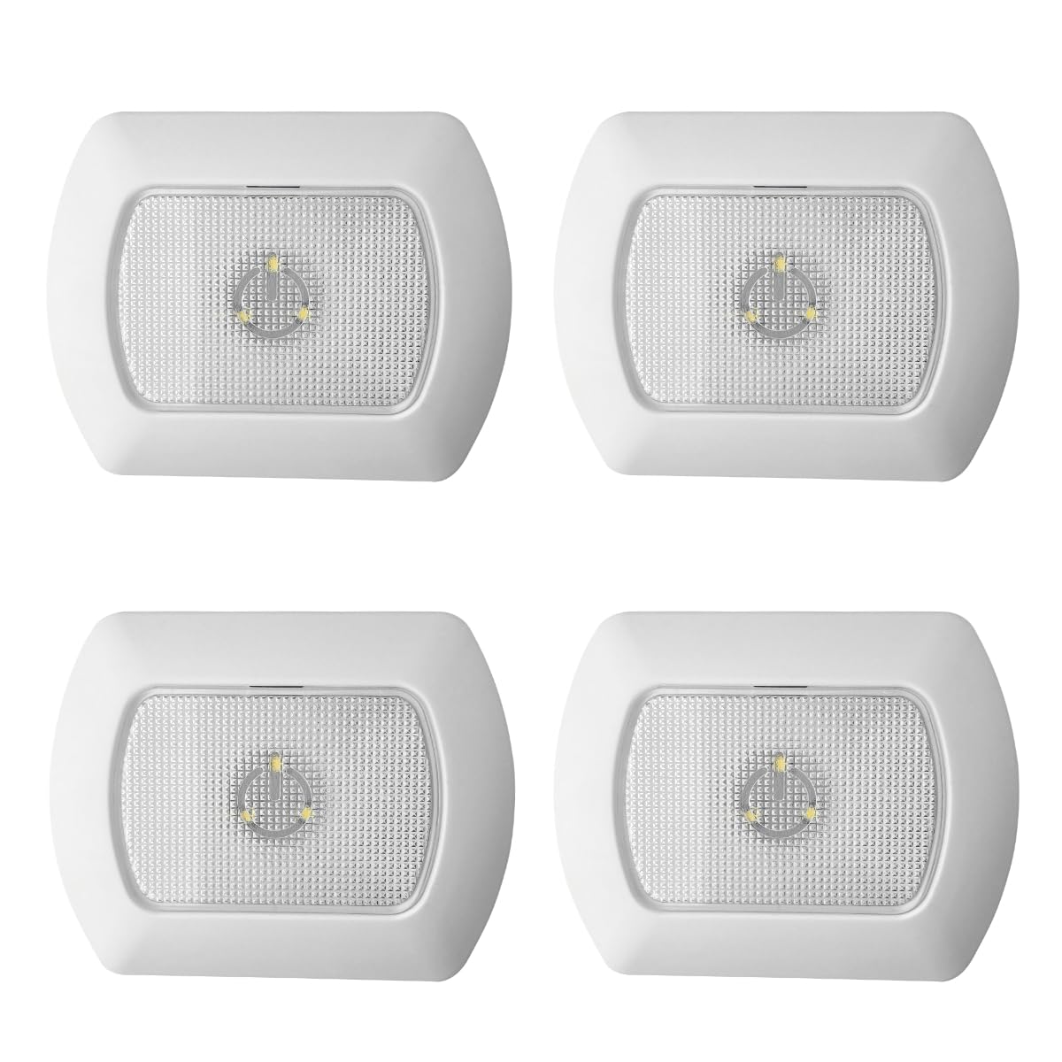 4 Pack Omni USB Rechargeable LED Tap Light, 50 Lumens, 3 LEDs, Adjustable Timer (ON/3min/15min), Easy Install with Magnetic Strip or Screws, Includes 2 USB Charging Cables, 3.7V 600mAh Li-Ion Battery [Energy Class A]