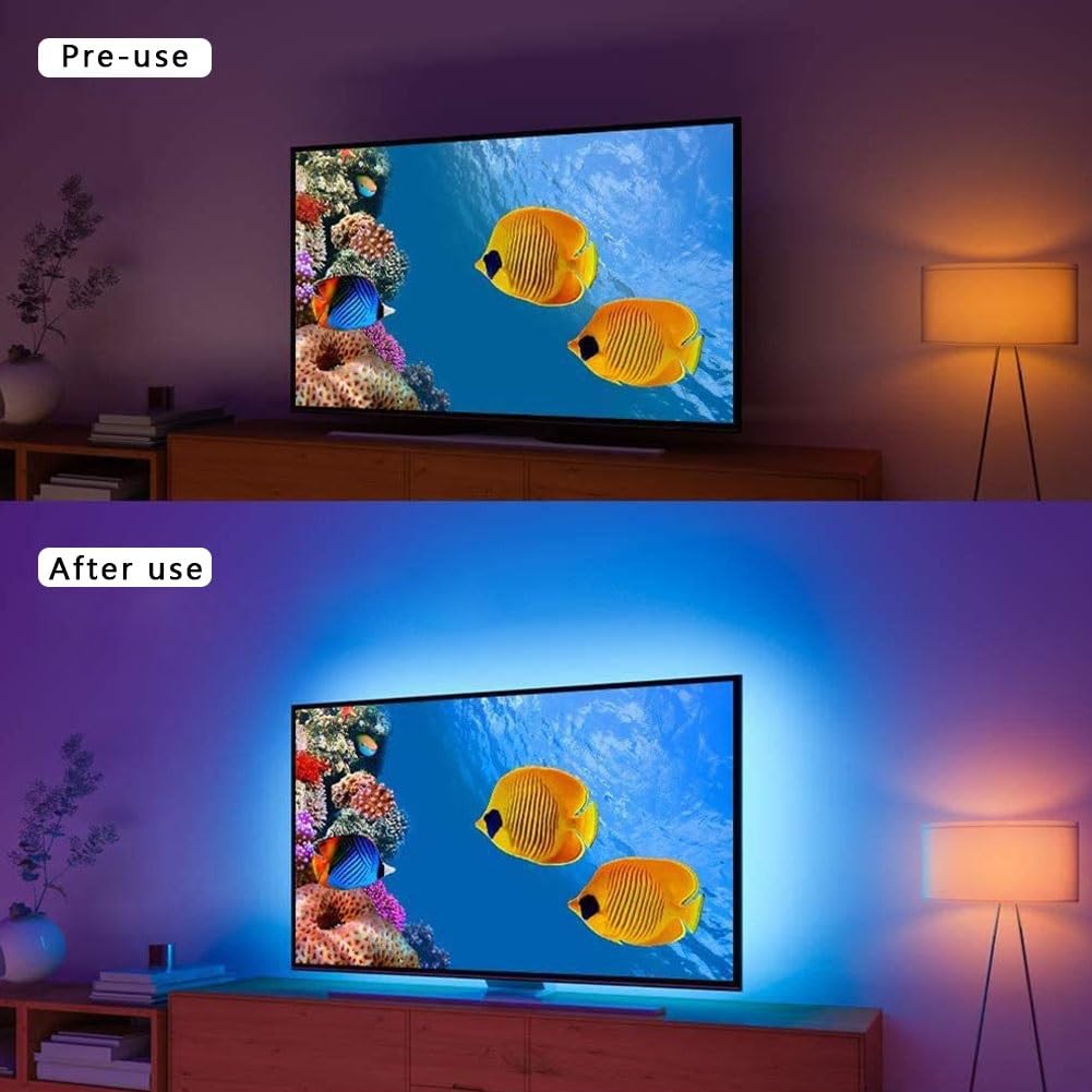 Striscia luminosa a LED per TV, rgb5050 luce di striscia di gioco ambientale con app intelligente e telecomando, striscia di illuminazione ambientale TV modalità musica, striscia luminosa a led per