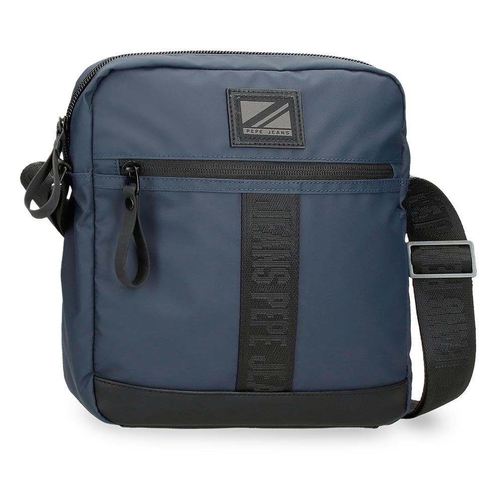 Pepe Jeans Hoxton Umhängetaschen und Kulturbeutel, Schwarz und Blau, Polyester PU, verschiedene Größen, blue, One Size, Large Crossbody Bag