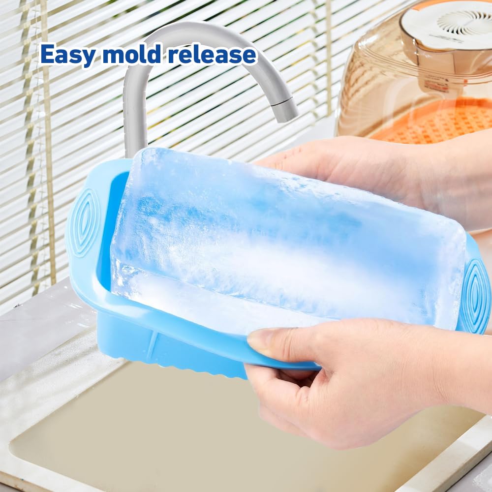 Bandejas Grandes para Cubitos de Hielo,4 Cubitera Silicona,Cubiteras para Hielo Grande,Moldes para Cubitos de Hielos XXL,Reutilizables Moldes Grandes para Congelador para Baño de Hielos,Bañera
