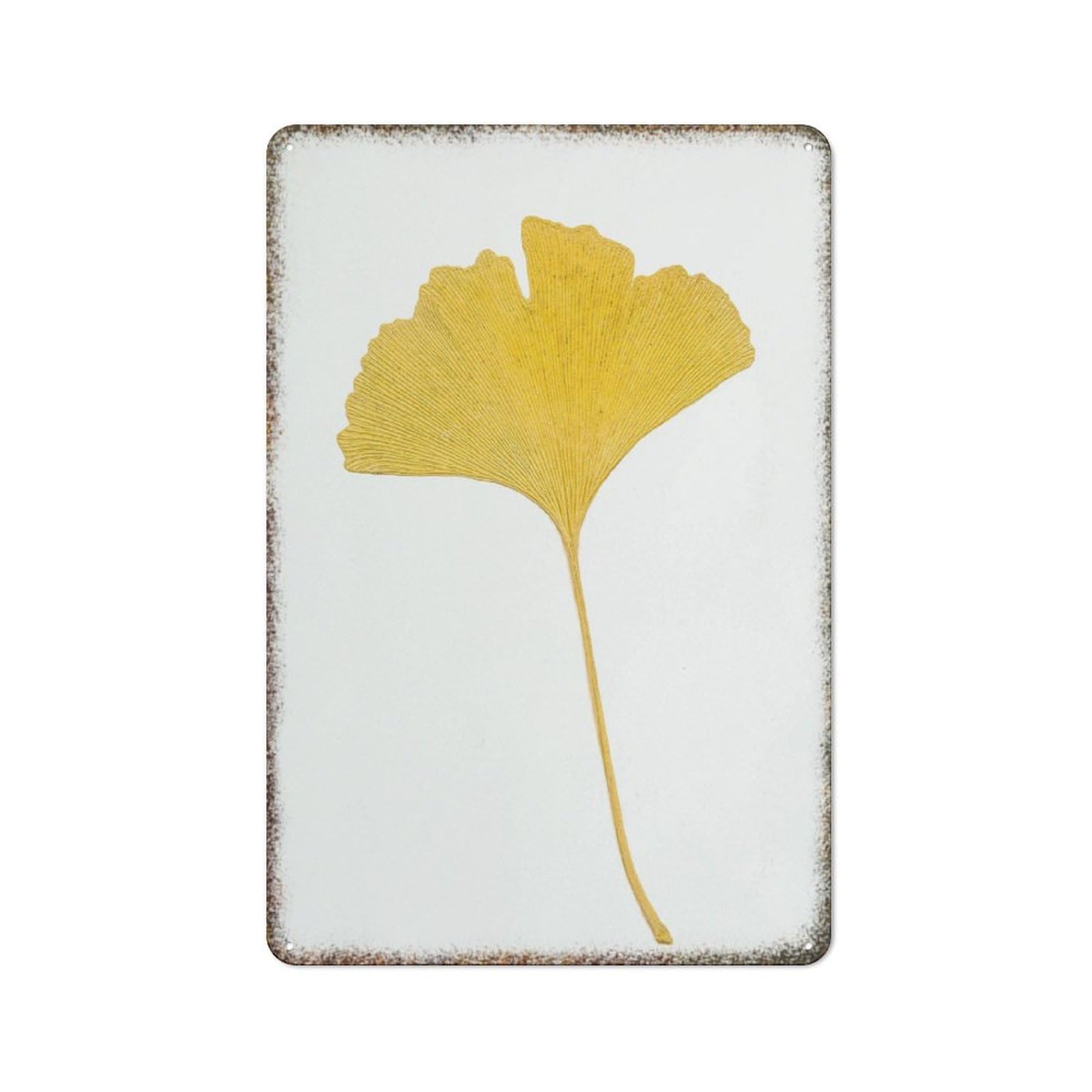 Ginkgo Leaf Botanical Embossed Metal Wall Art Novelty Decor Sign for Home Backyard Cafe Bar Man Cave Office 8x12 Inch