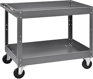 Global Industrial 2 Shelf Deep Tray Steel Stock Cart, 500 Lb. Capacity, 36" L x 24" W x 32" H