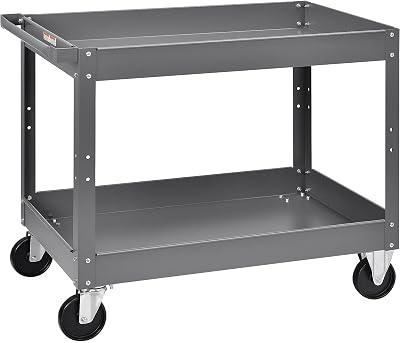 Global Industrial 2 Shelf Deep Tray Steel Stock Cart, 500 Lb. Capacity, 36