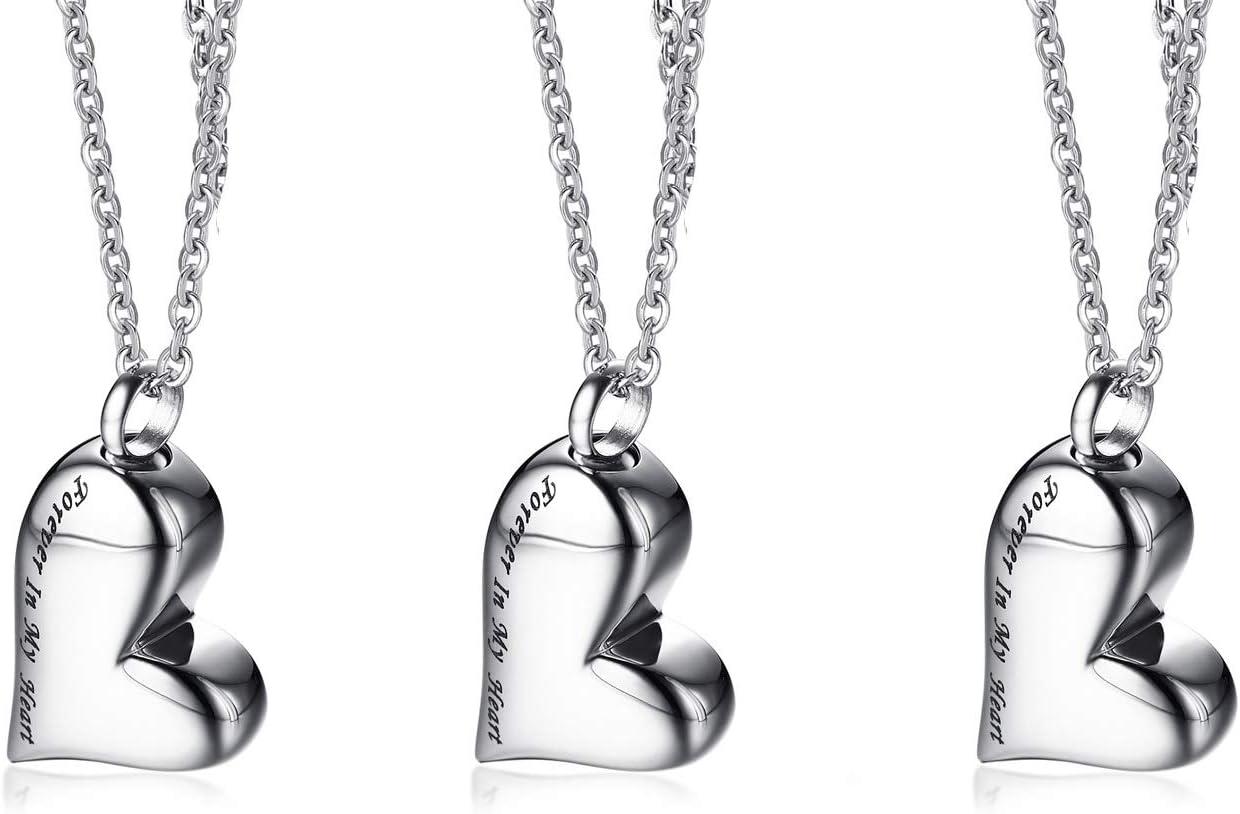 VNOXHeart Urn Necklace for Ashes - Memorial Cremation Jewelry for Ashes,Forever in My Heart Urn Locket for Ashes Stainless Steel Urns Pendant Keepsake Jewelry