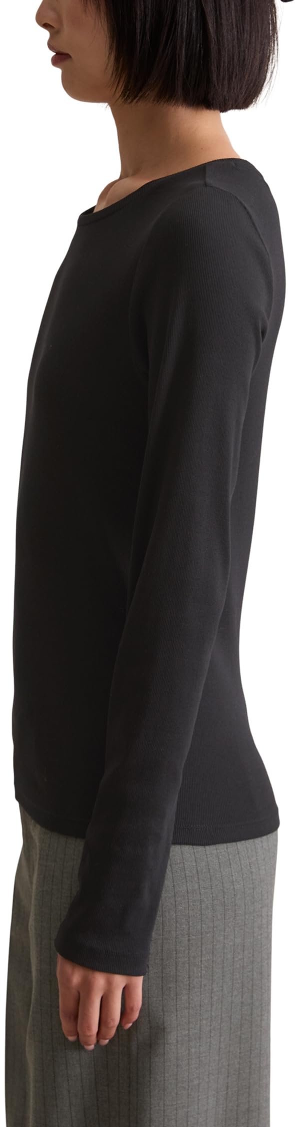 Marc OߴPolo Denim Damen Langarmshirt aus Bio-Baumwolle mit Stretch-Anteil, Schwarz (Black), L