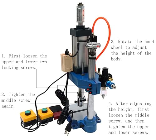 Miniatura 4 de HayWHNKN Máquina neumática de perforación perforadora con 2 botones, presión de cilindro ajustable para perforadoras de chapa metálica (presión de