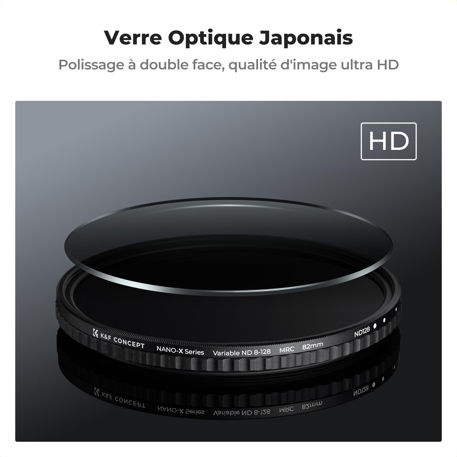 K&F CONCEPT Filtre ND 82 mm Variable ND8-ND128 3-7 Stops Lentille Densité Neutre Gris sans Croix Noir pour Appareil Photo Reflex Numérique Canon Nikon Olympus Panasonic Pentax Sony