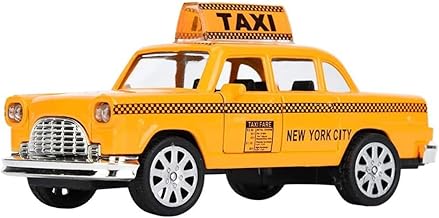 Zerodis NYC Taxi in Yellow Cab Model,1:32 Alloy Die-cast Vintage New York Taxi Pull Back Vehicles with Sound&Light Doors Openable Collectible Car Toy for Kids (Type A)