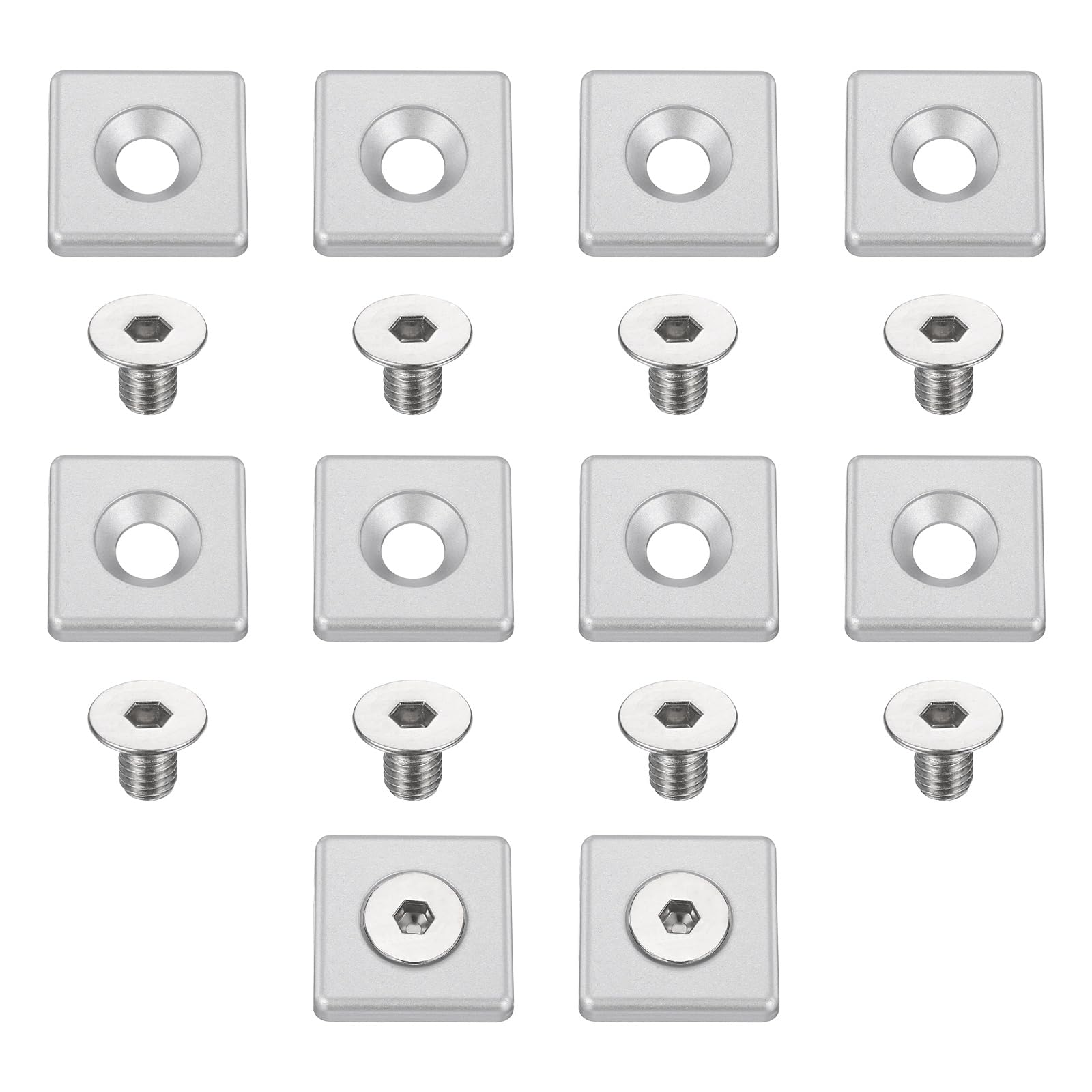 sourcing map 10Pcs Profile End Cap, Zinc Alloy 3030 Series EU Standard T-Slot Aluminum Extrusion End Cap Bracket with Screws for Storage Rack, Silver