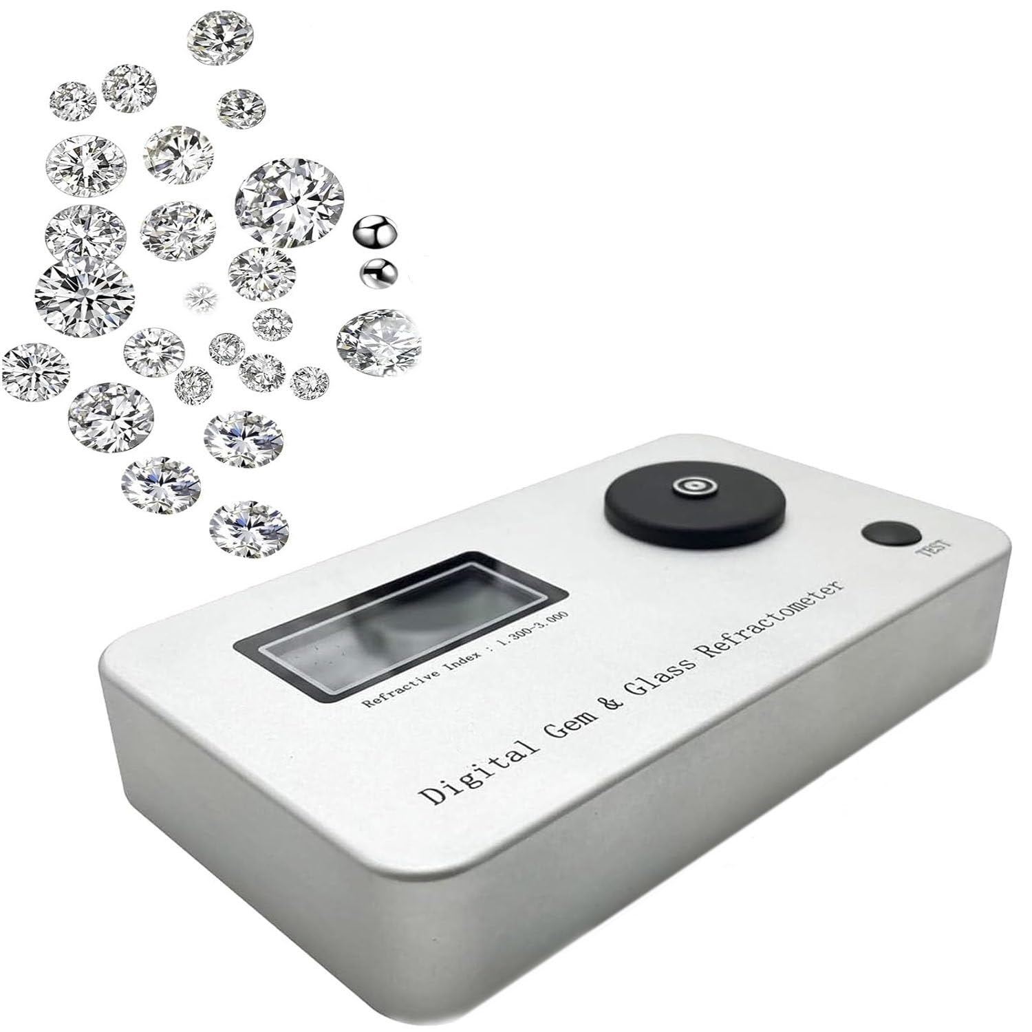 LjlXanthiper Digital Gemstone Refractometer,Professional Jewelry Tester Identification Tool with LCD Display and 700mAh Battery,refractive Index 1.300-3.000,for Jewelry,Jade,Crystal