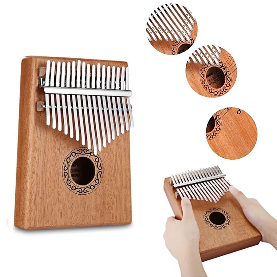 Kalimba 17 Tasti Pianoforte a Pollice - Kalimba 17 tasti Thumb Piano, Strumento per pianoforte a pollice in mogano, Portatile Professionale Pianoforte, con Accessori e Istruzione e martello
