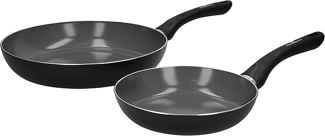 MasterClass Can-to-Pan Ceramic Eco Non-Stick Frying Pan Set, Made from 70 % Recycled Aluminium, 20 cm / 28 cm 2-Piece Set,Black