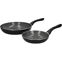 MasterClass Can-to-Pan Ceramic Eco Non-Stick Frying Pan Set, Made from 70% Recycled Aluminium, 20 cm / 28 cm 2-Piece Set,Black