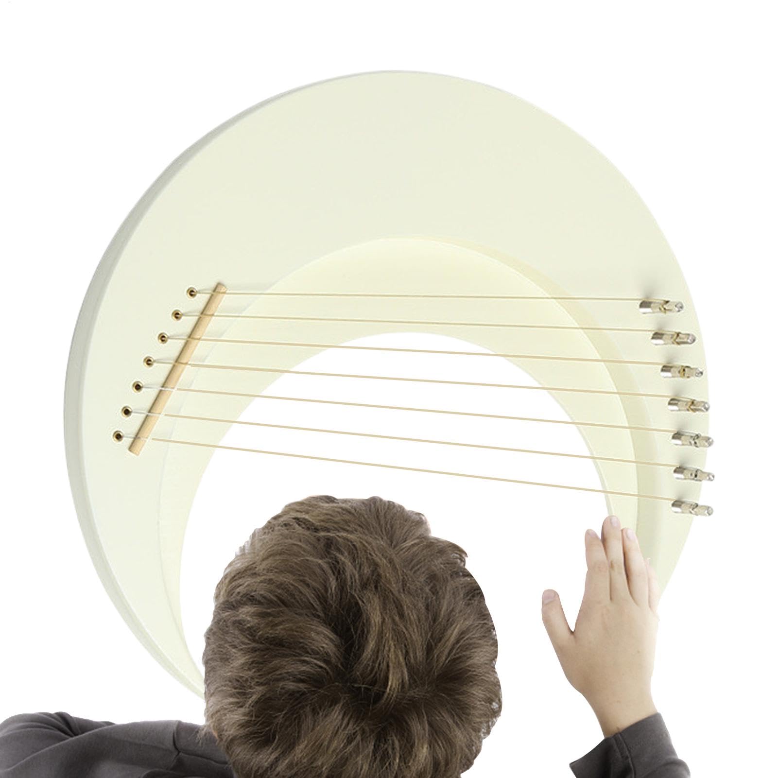 Harfa księżycowa, lyra, instrument muzyczny z liry, harfa księżycowa, 7 strun, fortepian Lyra, przenośny instrument muzyczny, instrument harfowy z kluczem do strojenia, dla dzieci i początkujących