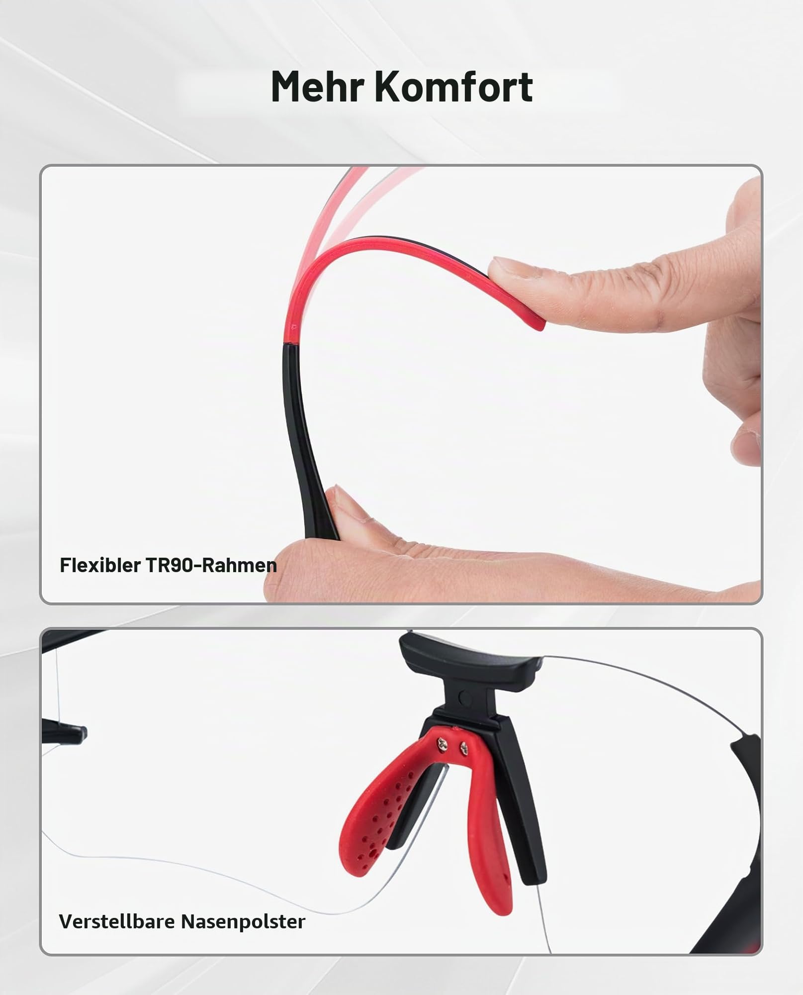 ROCKBROS Fahrradbrille Selbsttönend für Damen Herren, Photochrome Radsportbrille Sonnenbrille mit UV400 Schutz Transprante Gläser für Outdoorsports