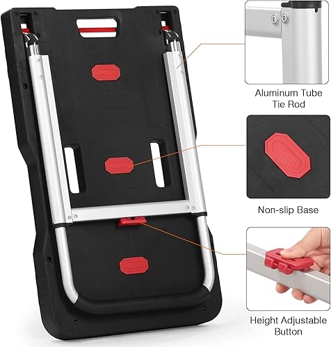 Miniatura 8 de Carro de mano portátil de plataforma, carrito de empuje compacto totalmente plegado, capacidad de 330 libras, carrito de mano resistente,