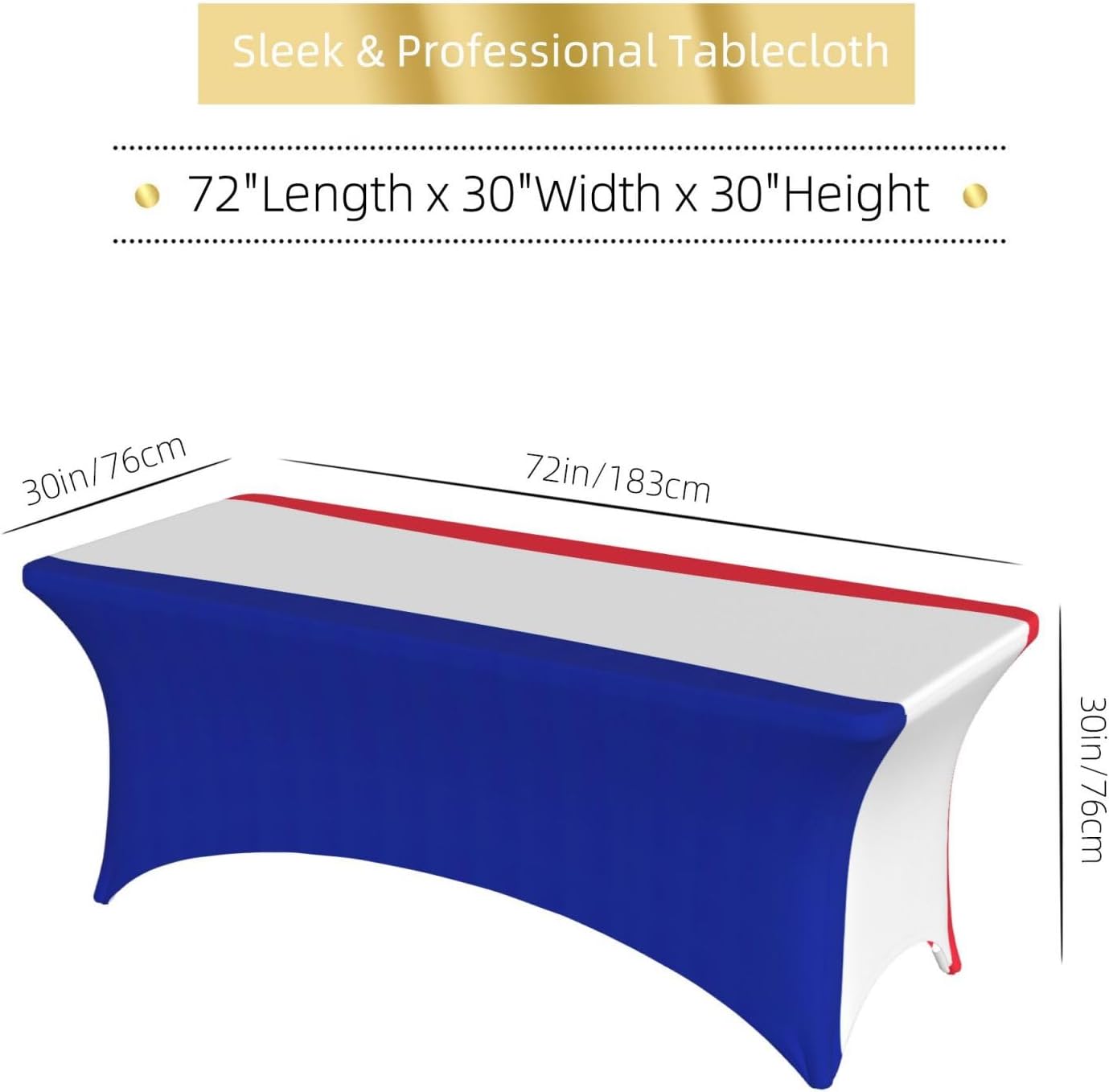French Flag Print Table Cover Rectangular Tablecloth for 6-Foot Tables for Wedding Banquets Outdoor