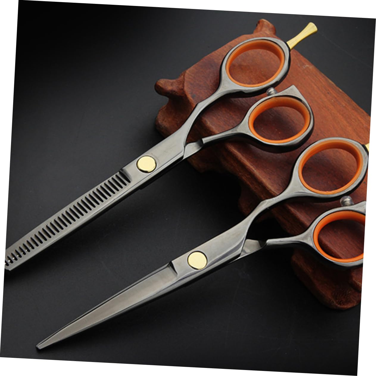 IWOWHERO Hairdressing Scissors for Professional Barbers and Home Use Teeth Cut Scissor Styling Tools for DIY Craft and Pet Grooming Black