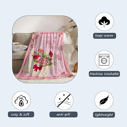 Miniatura 6 de Manta de regalo para mamá, manta rosa para el día de la madre, de hija, hijo, vacaciones de cumpleaños para mamá, abuela, mujeres, te amo mejor