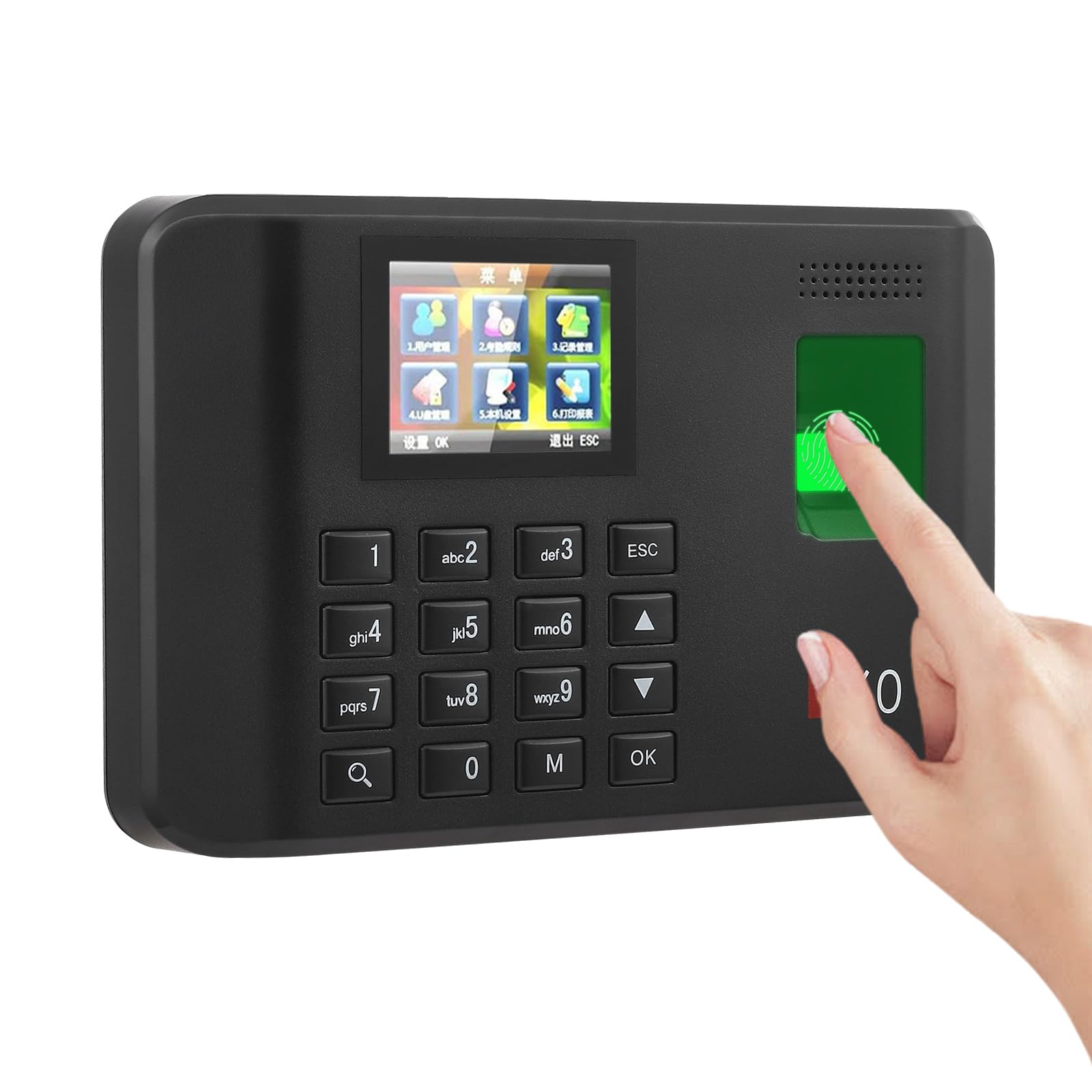 Rilevatore Presenze, Timbracartellini Dipendenti con Impronta Digitale(Può Essere Commutato in Italiano), Timbratrice Presenze Dipendenti Checking-In Registratore Orologio Tempo per Piccole Imprese