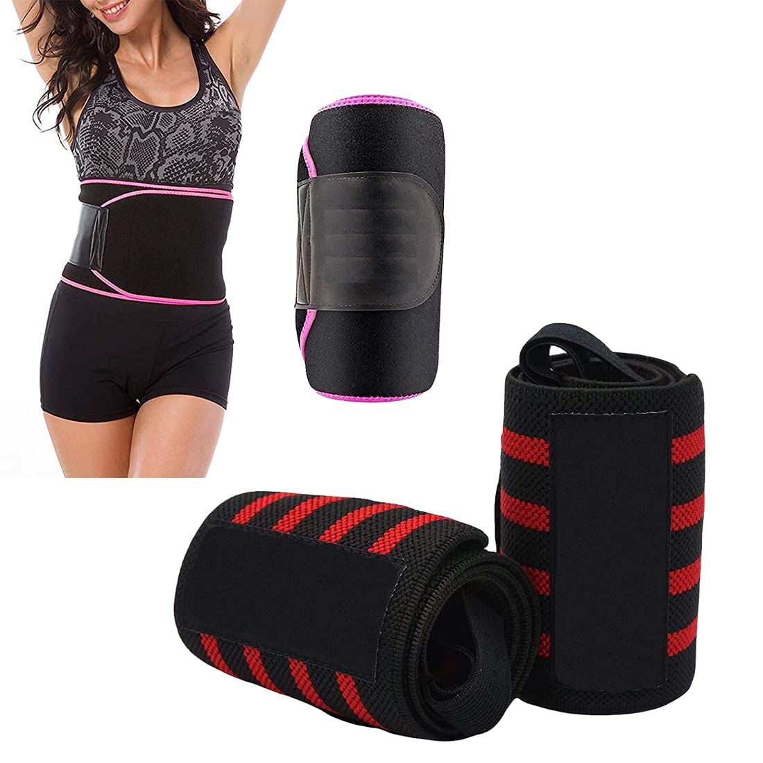 Fit Div™ Wrist Support Band/Wraps with Thumb Loop Strap Adjustable Sweat Fitness Waist Belt Trainer for Back Support, Sweat Wrap, Sweat Enhancer, Weight Loose, for Adults-image-48