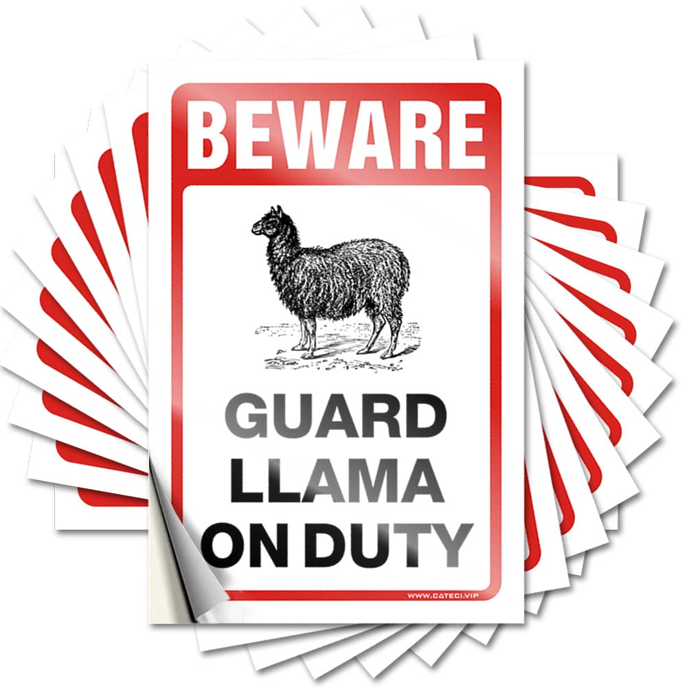 Decal Outdoor Camping Accessories Vinyl Sticker | Beware! Guard Llama On Duty Glitter for Bathroom Use(12X18CM)