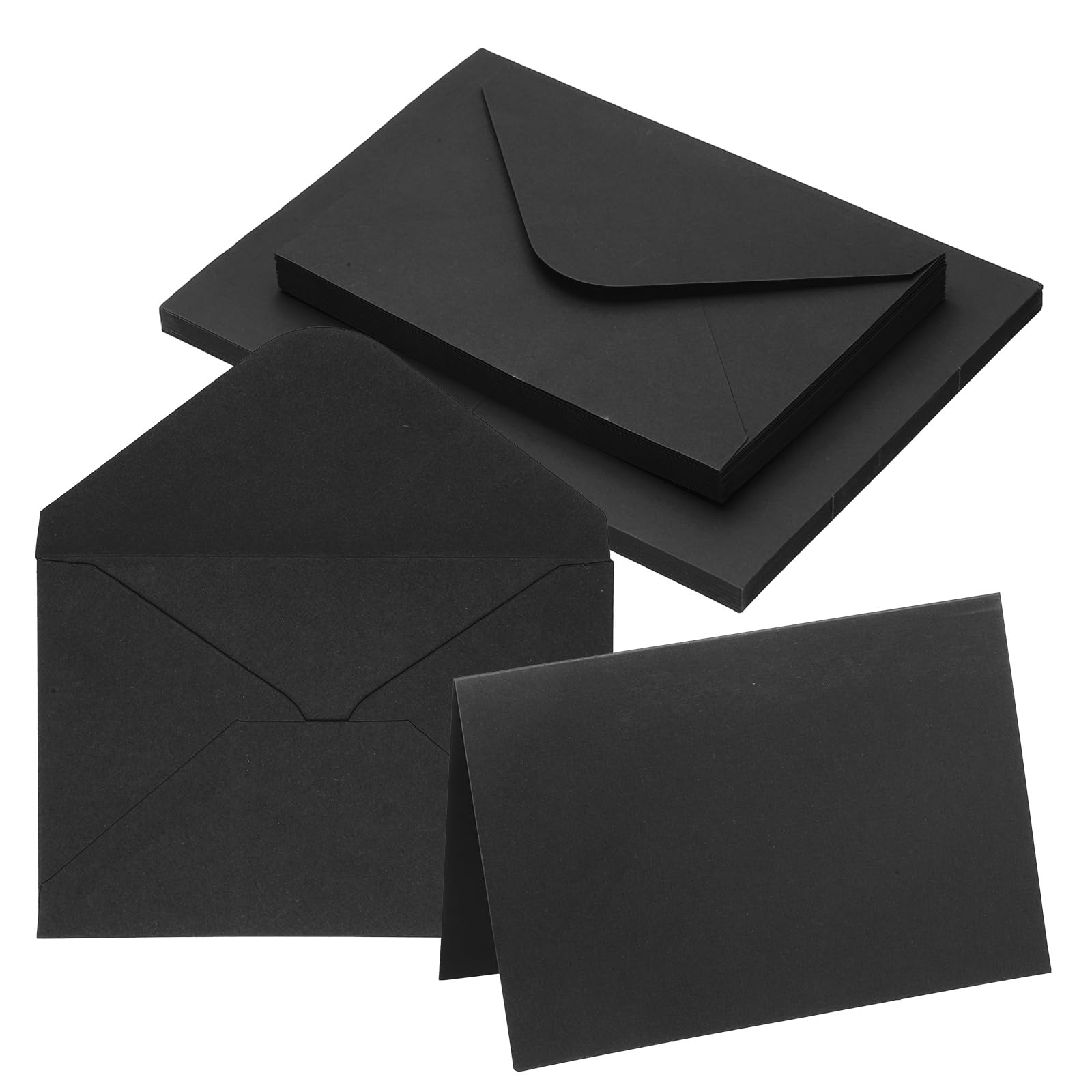 PATIKIL 10x15cm Blank Greeting Cards and Envelopes, 20Sets Half Fold Note Cards and Envelopes Folded Right Angles Cardstock Greeting Card for DIY Wedding Birthday Party Invitations, Black