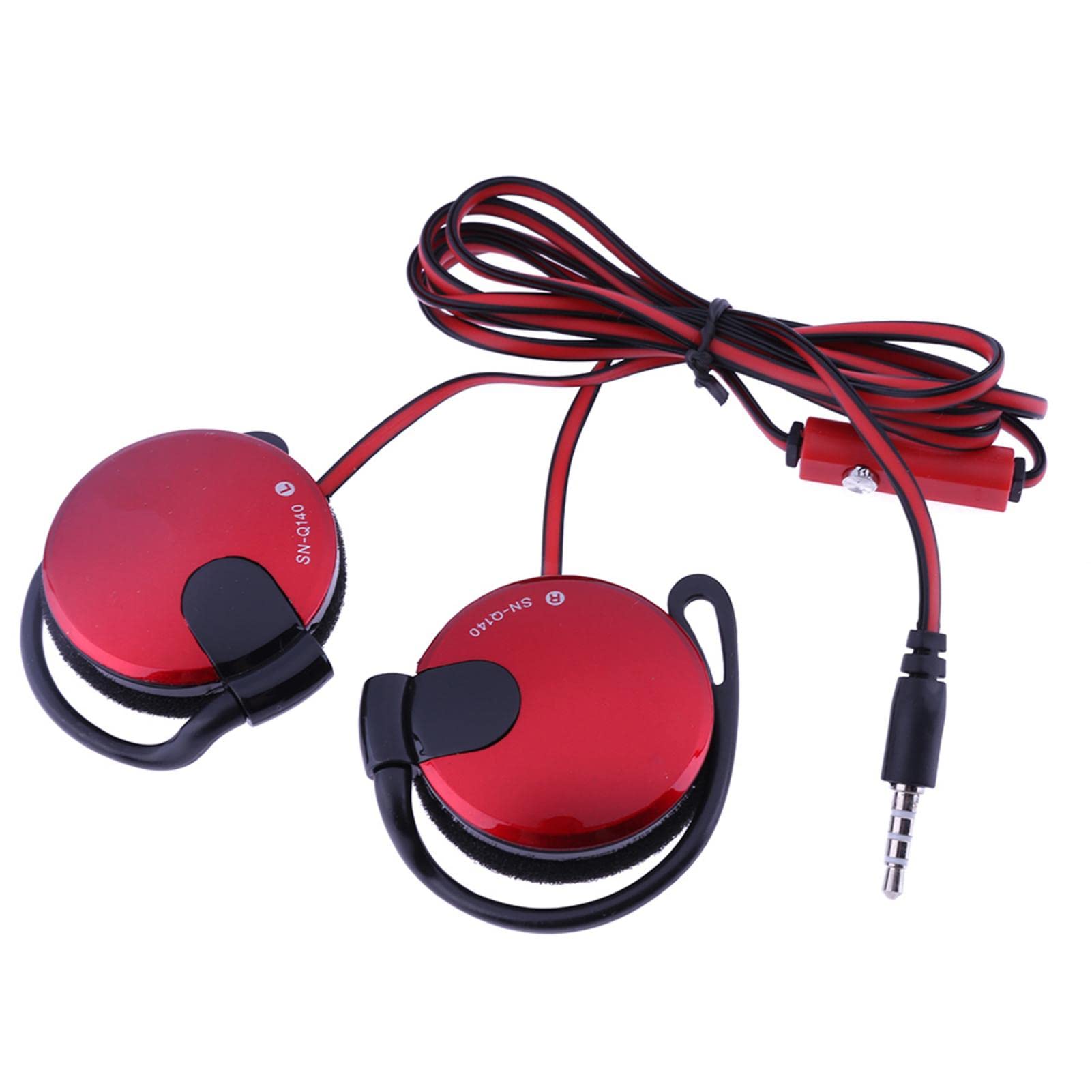 Red Wi Clip Headphones - 3.5Mm Over Ear Game Sports Earphones | Ear Buds With Ear Hook For Exercise Jogging Hiking Climbing Workout Camping