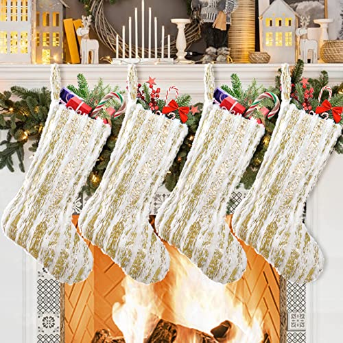 Alynsehom 4 Pack Christmas Stockings 20 Inch Gold...
