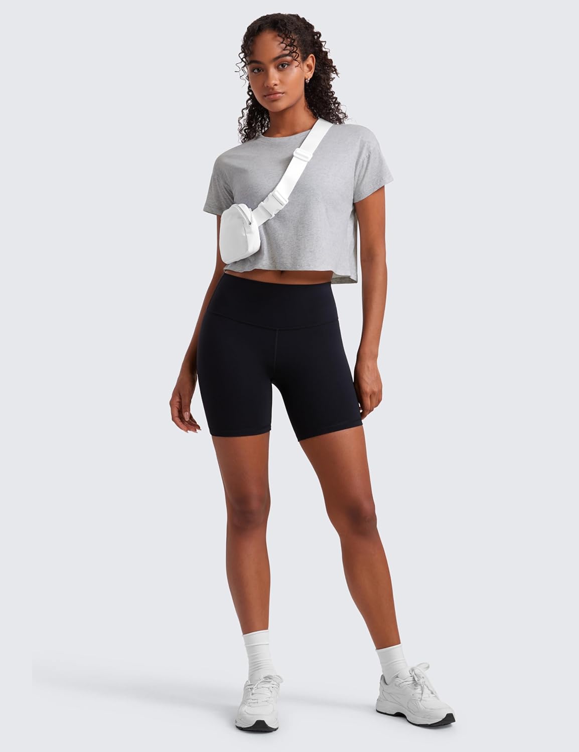 CRZ YOGA Pima Cotton Relaxed Crop T-Shirts for Women - Workout Athletic Gym Casual Short Sleeve Shirts Loose Crewneck Tops