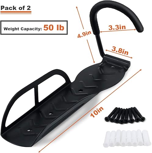 Miniatura 5 de Wallmaster Portabicicletas de montaje en pared para garaje, sistema de almacenamiento de 2 unidades, gancho vertical para bicicleta para interiores