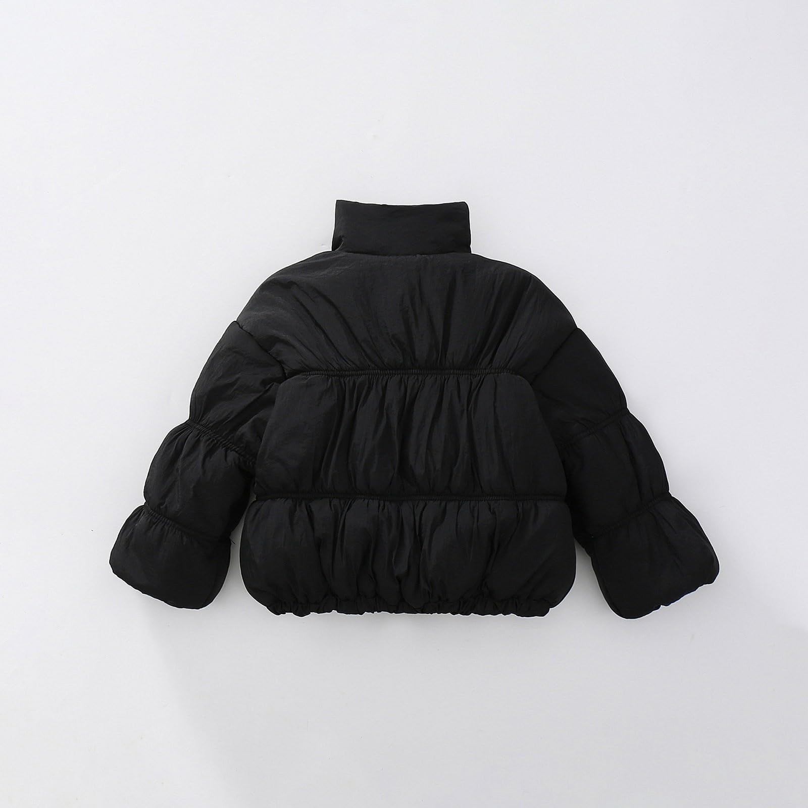 Girls Cropped Puffer Jacket Toddler Warm Down Winter Coat Long Sleeve Short Coats Quilted Jacket (Black, 9-12 Months)
