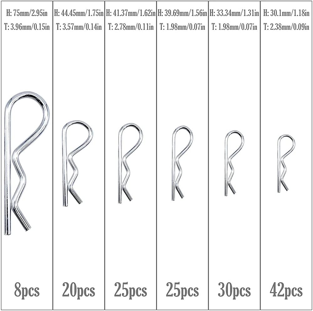 150 Pieces R Clip, Split Cotter Pin, Cotter Pin Set, Spring Split Pins