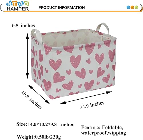 Miniatura 9 de NTAOHAMPER Paquete de 2 cestas de ropa sucia rosa, cesta de lona para ropa de bebé, cesta de almacenamiento de juguetes para niños, cesta de regalo