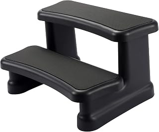 Backyard Expressions Hot Tub Steps, 2-Tier Non-Slip Spa Stairs, Black