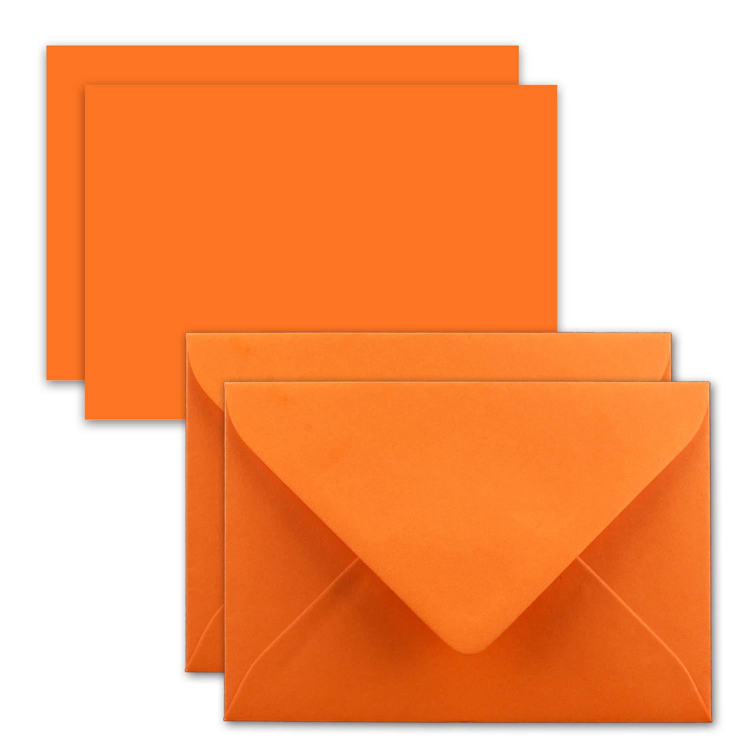Set of 25 Cards with Envelopes, Set of Single Cards, DIN A7, 10.5 x 7.3 cm, Orange with Envelopes, C7 Wet Seal, Gift Tags