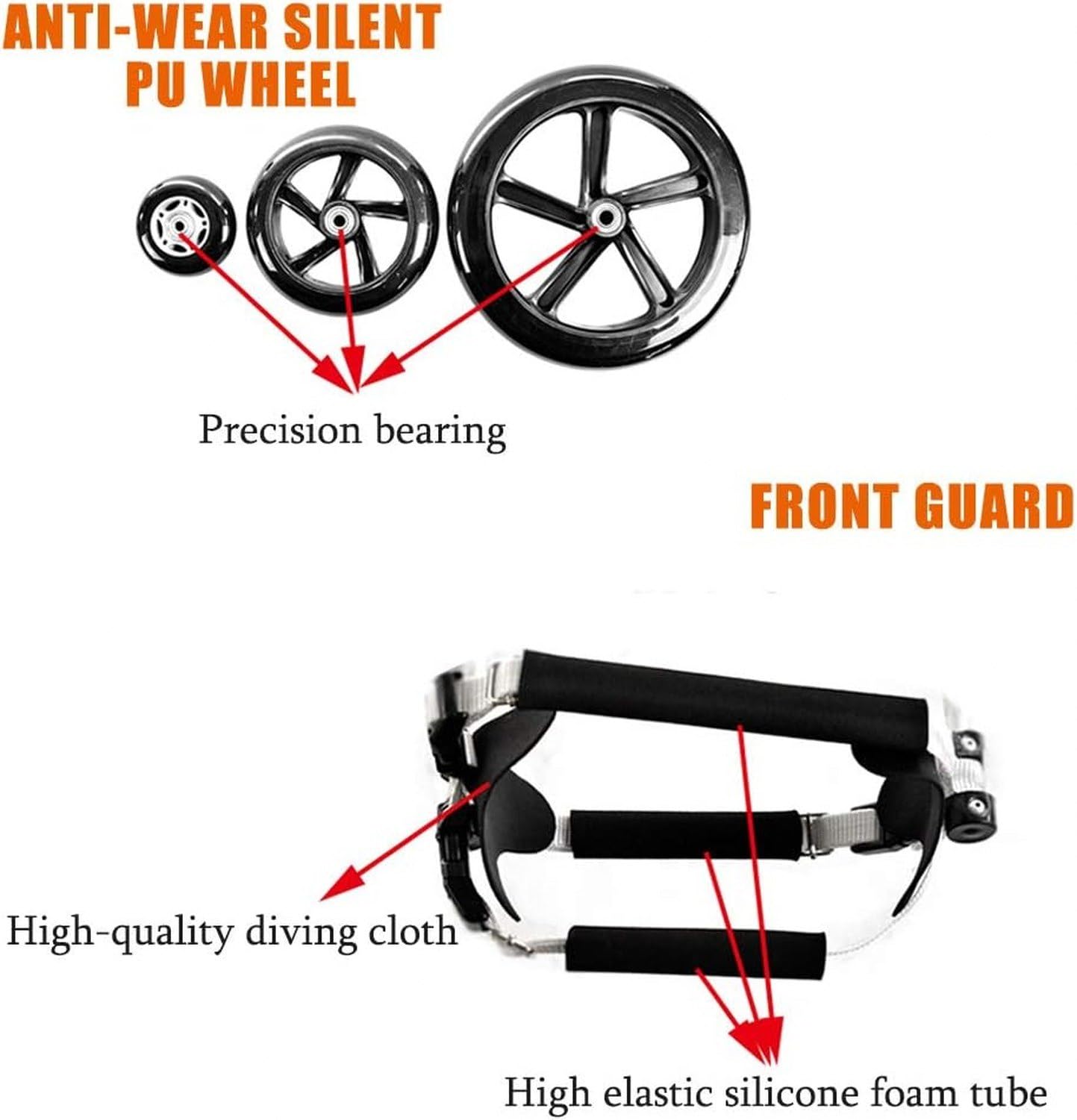 Silla de Ruedas Ajustable para Perro, Carrito de 4 Ruedas para Mascotas paralizadas, Asistente de Paseo y rehabilitación de Patas traseras (XXS-L)