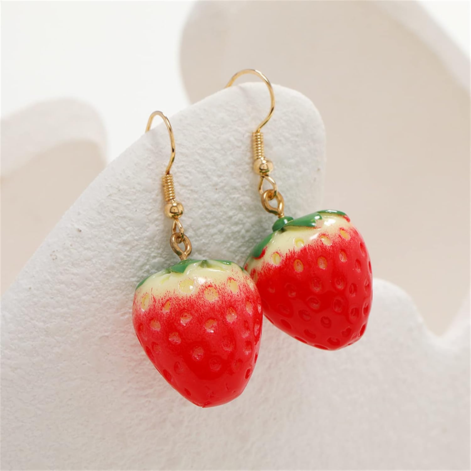 Dreuyet 3D Simulated Fruit Red Strawberry Necklace Earring Set for Women Sweet Fruit Charm Earrings Necklace Cute Food Fruit Strawberry Dangle Earrings - Image 7