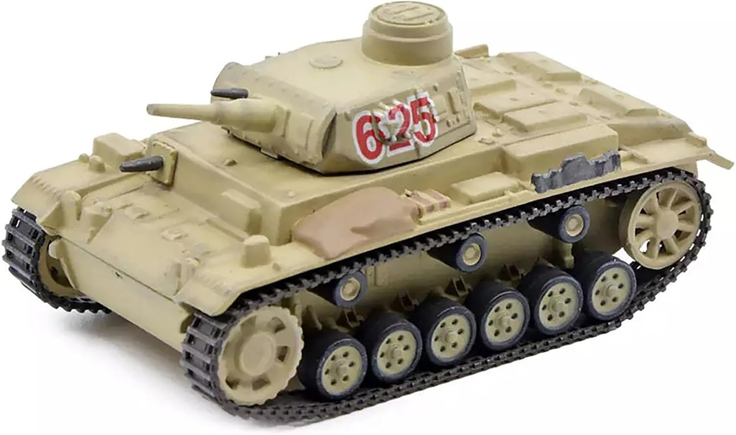 7.5cm Diecast 1/72 WWII German Army Sd.Kfz.141 Panzer III G Tank Model Yellow