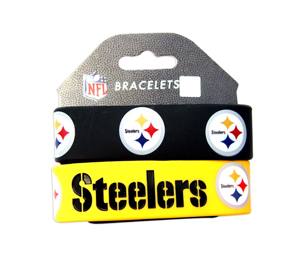 aminco Pittsburgh Steelers Sports Team Logo Rubber Wrist Band Set