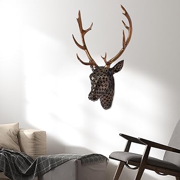 Deer Head Wall Decor, Hanging Wall Sculpture, Home Decor