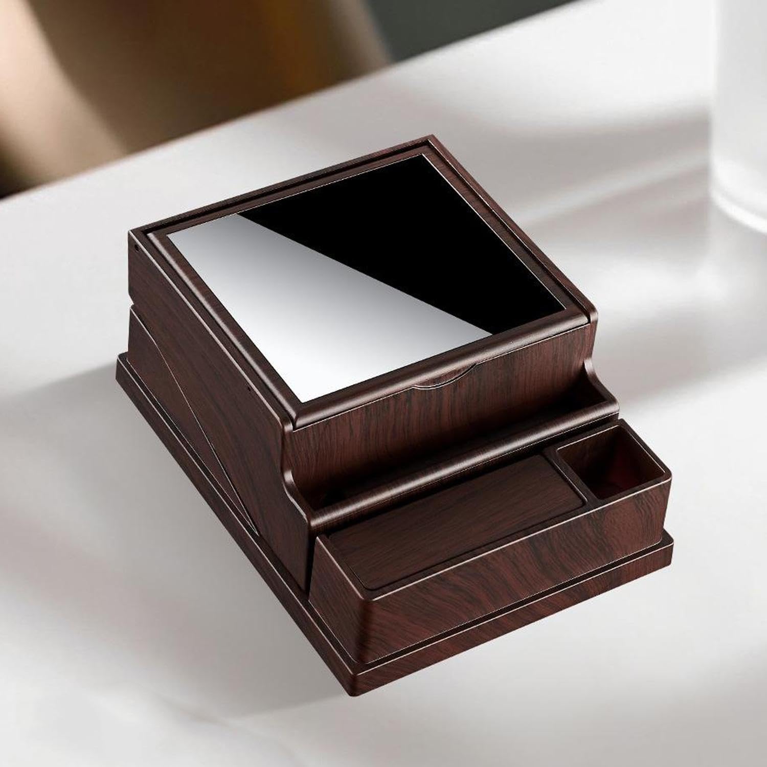 Automatic Pop-up Cigarette Box Cigarette Box-Press Type, Desktop, Car, Office, Bar, Home, Household, Commercial, Party, Gift (Redwood Grain, 13x10cm)